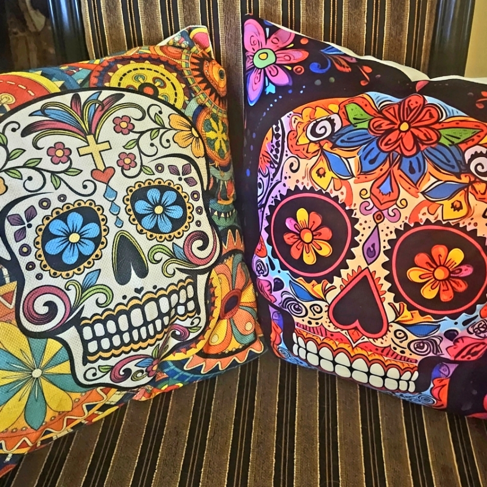 Dia de los Muertos. 2 Brand New "Day of the Dead" Pillows. Plush and Unique.